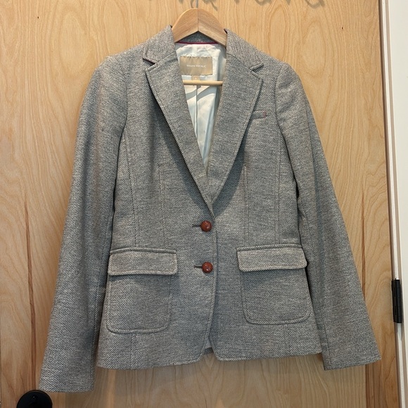 Banana Republic Women’s Blazer Wool Elbow Patch Grey Size 2 - Picture 2 of 6